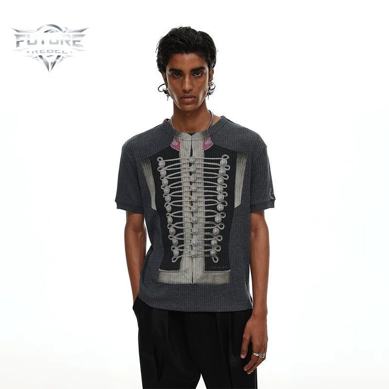 Vintage Fashion Tiktok - เสื้อยืดแขนสั้นทรงครอปพิมพ์ลายกราฟิกนโปเลียนสไตล์วินเทจเรโทร ผ้าริบ ทรงเข้ารูป ยูนิเซ็กส์ สตรีทแวร์ ลำลอง