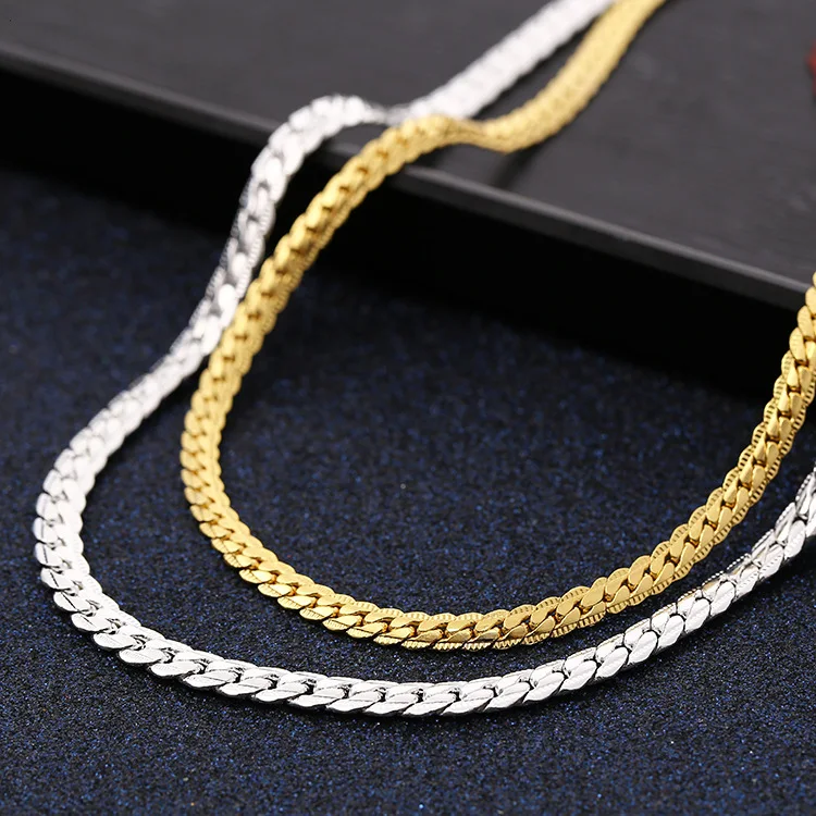 Vintage Fashion Center - สร้อยคอทองคำ 18K คุณภาพสูง ดีไซน์คลาสสิก ขนาด 6