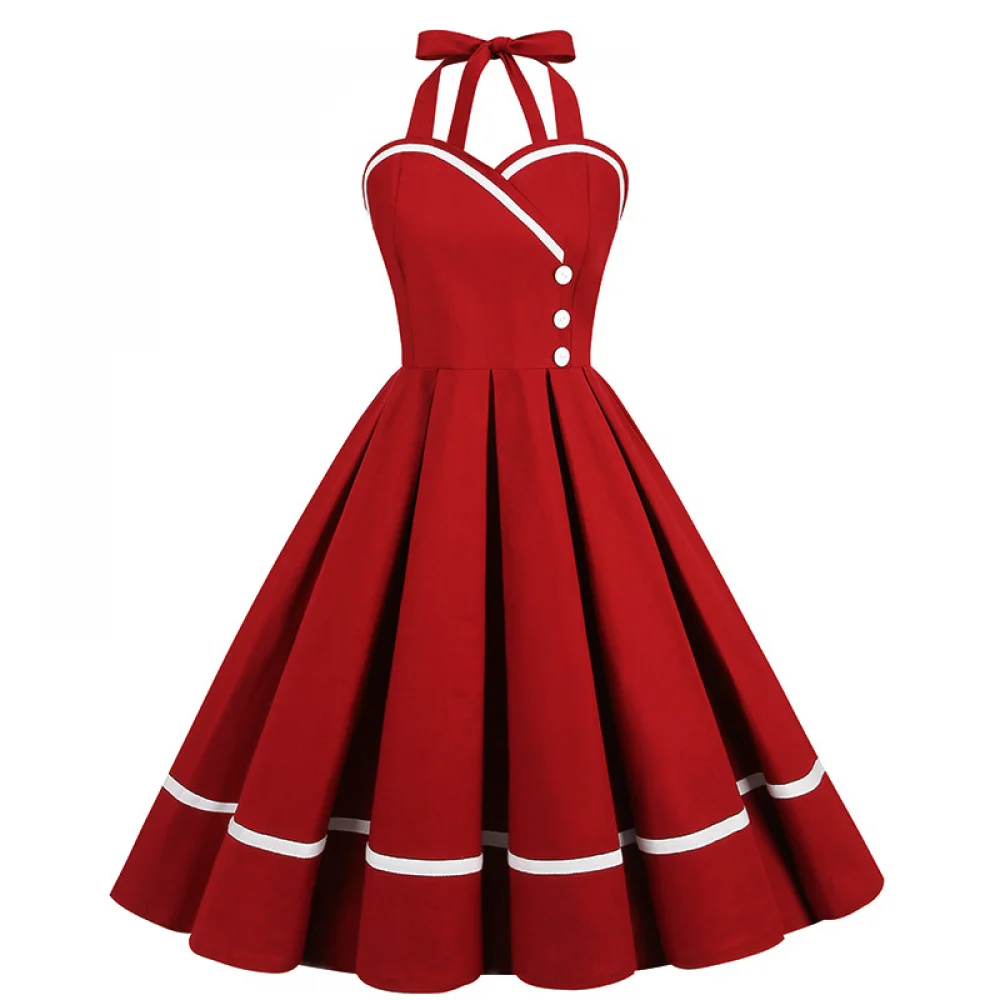 Vintage Fashion Dresses - ฮาโลวีน 50s 60s 80s Retro ผู้หญิงแฟชั่น