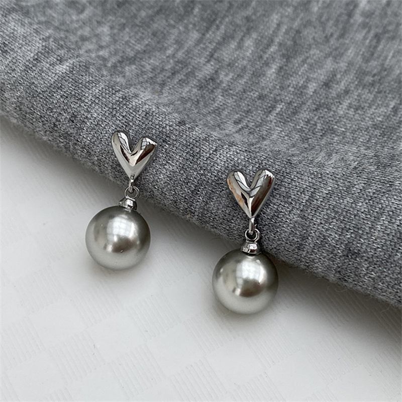 Vintage Fashion Jewelry Brands - 2023 ใหม่ภาษาฝรั่งเศสคําElegantสีเทาลูกปัดมุกDropต่างหูแฟชั่นผู้หญิงเครื่องประดับParty Vintage Heartอุปกรณ์เสริมของขวัญ
