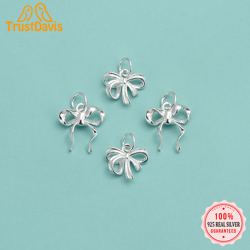 Vintage Fashion Wholesale - Trustdavis เครื่องประดับแฟชั่นใหม่925เงินสเตอร์ลิงประดับโบว์น่ารักทำด้วยมือเครื่องประดับเครื่องประดับ DIY ขายส่ง DZ1634