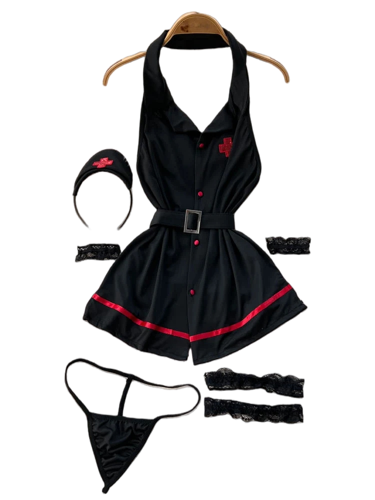 Usa Vintage Fashion - ชุดชั้นในเซ็กซี่แบบผูกคอ แฟชั่นวาบหวิวสำหรับฤดูร้อน คอวี แต่งเข็มขัดสไตล์วินเทจ ชุดชั้นในรัดรูปโชว์หลังสำหรับผู้หญิง ชุดเซ็กซี่สำหรับออกงานกลางคืน