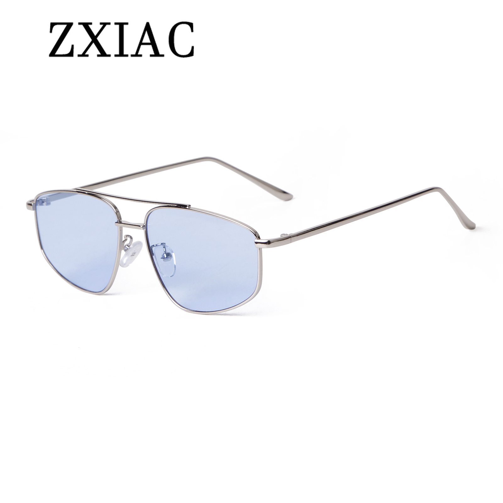 Vintage Fashion Tiktok - แว่นกันแดดทรงนักบิน ZXIAC รุ่นกรอบใหญ่ สำหรับผู้หญิงและผู้ชาย สไตล์วินเทจ แบบสองบริดจ์