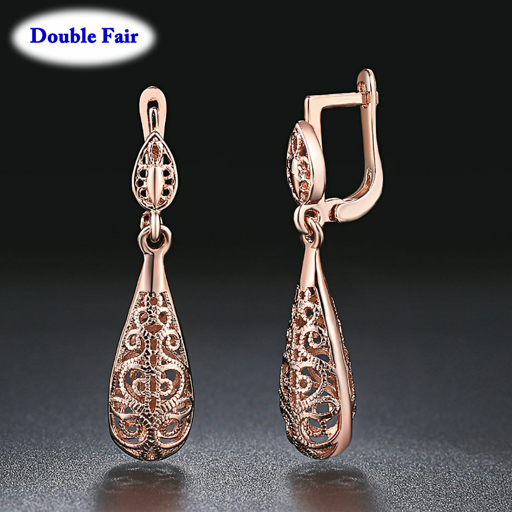 Vintage Fashion Jewelry Brands - สไตล์ชาติพันธุ์ Vintage Waterdrop ต่างหู Rose Gold