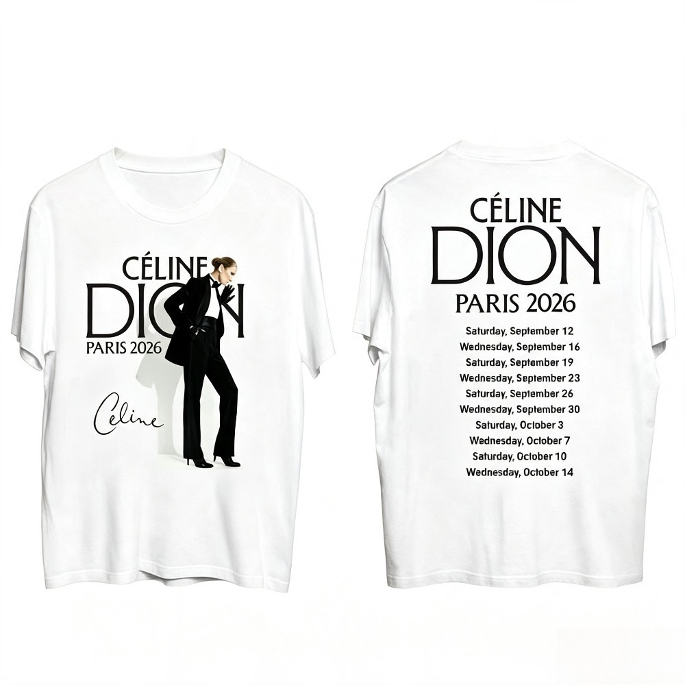 Vintage Fashion In Paris - เสื้อยืดทัวร์ Celine Dion Paris 2026 ลายกราฟิกวินเทจ