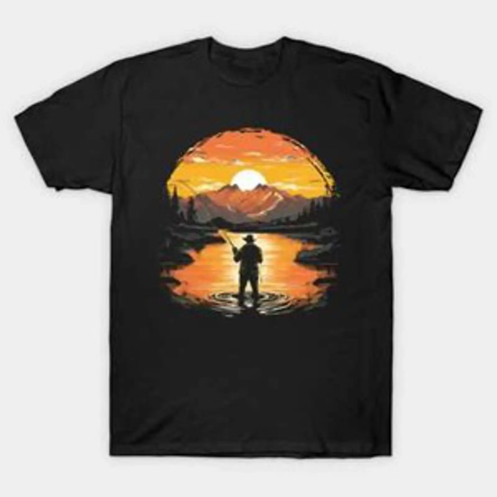 Vintage Fashion Australia - เสื้อยืดวินเทจลายกราฟิก Sunset Fly Fishing ผลิตในออสเตรเลีย ลุควินเทจ