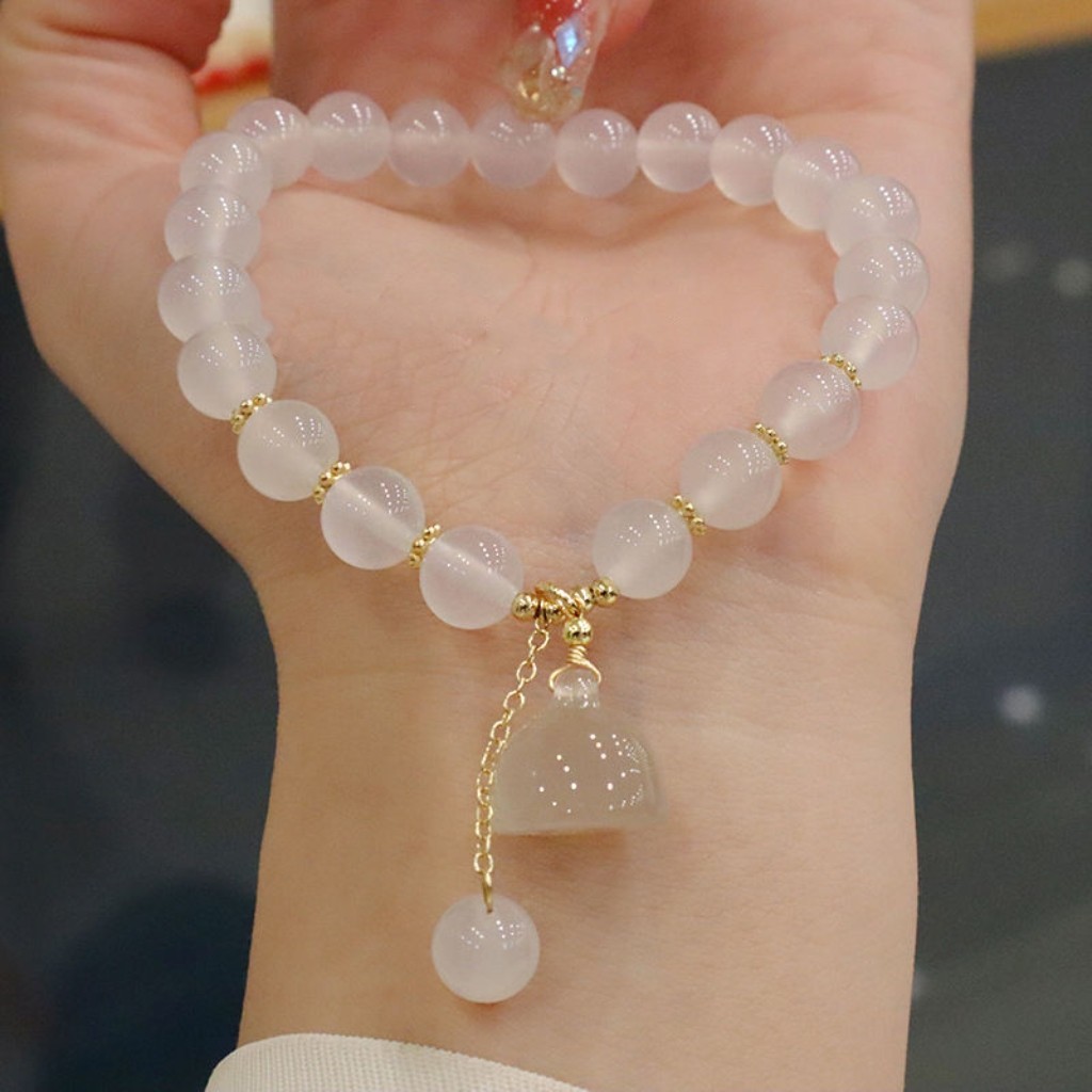 สร้อยข้อมืออาเกตสีขาวพร้อมจี้ร - Vintage Fashion Tiktok บทวิจารณ์และราคา