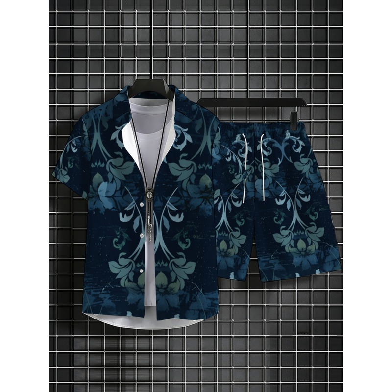 ชุดเสื้อเชิ้ตแขนสั้นและกางเกงข - Printed Floral Shirt บทวิจารณ์และราคา