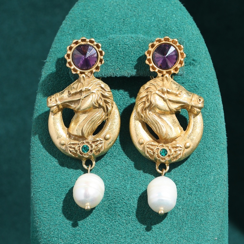 วินเทจสีม่วงคริสตัลหัวม้าต่างห - Vintage Fashion Jewelry Brands บทวิจารณ์และราคา