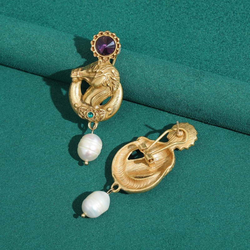 วินเทจสีม่วงคริสตัลหัวม้าต่างห - Vintage Fashion Jewelry Brands บทวิจารณ์และราคา