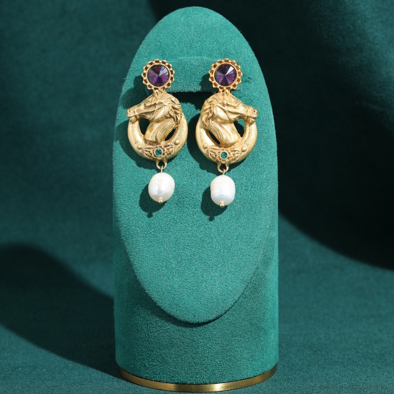 วินเทจสีม่วงคริสตัลหัวม้าต่างห - Vintage Fashion Jewelry Brands บทวิจารณ์และราคา