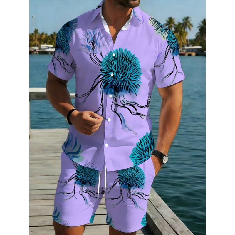 ชุดเสื้อเชิ้ตฮาวายและกางเกงขาส - Printed Floral Shirt บทวิจารณ์และราคา