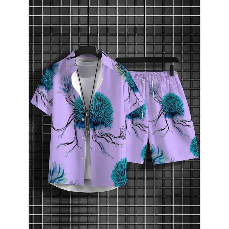 ชุดเสื้อเชิ้ตฮาวายและกางเกงขาส - Printed Floral Shirt บทวิจารณ์และราคา