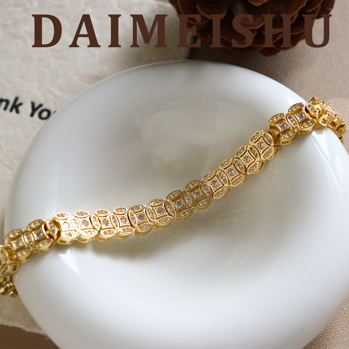 กำไลข้อมือเหรียญทองแดงประดับเพ - Vintage Fashion Tiktok บทวิจารณ์และราคา