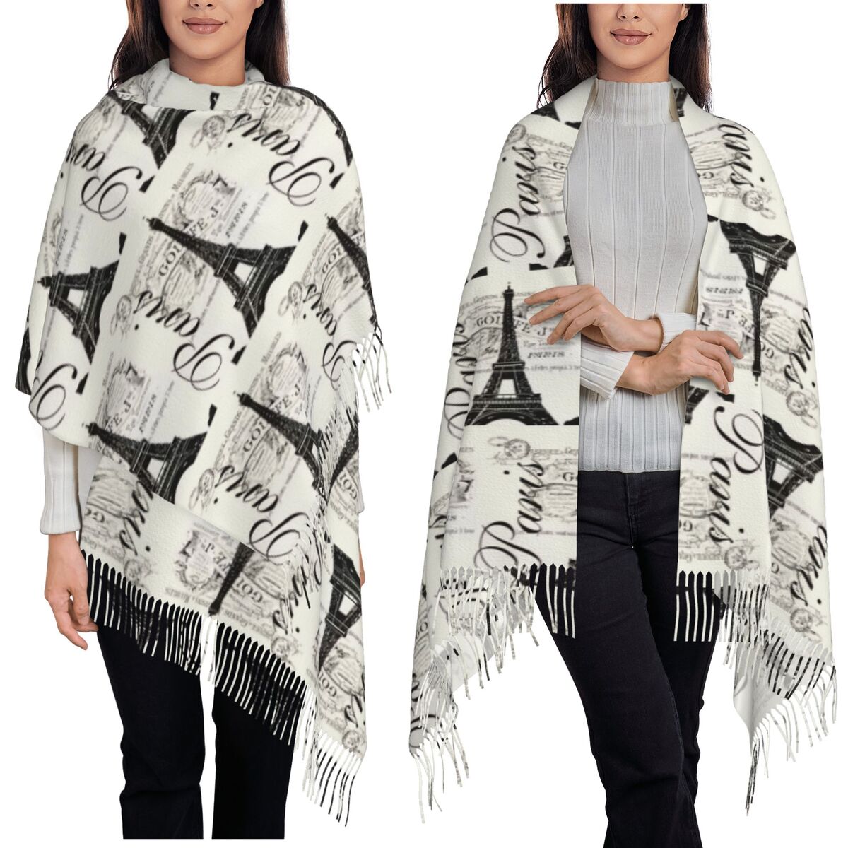 ผ้าพันคอวินเทจลายหอไอเฟล โรแมน - Vintage Fashion In Paris บทวิจารณ์และราคา