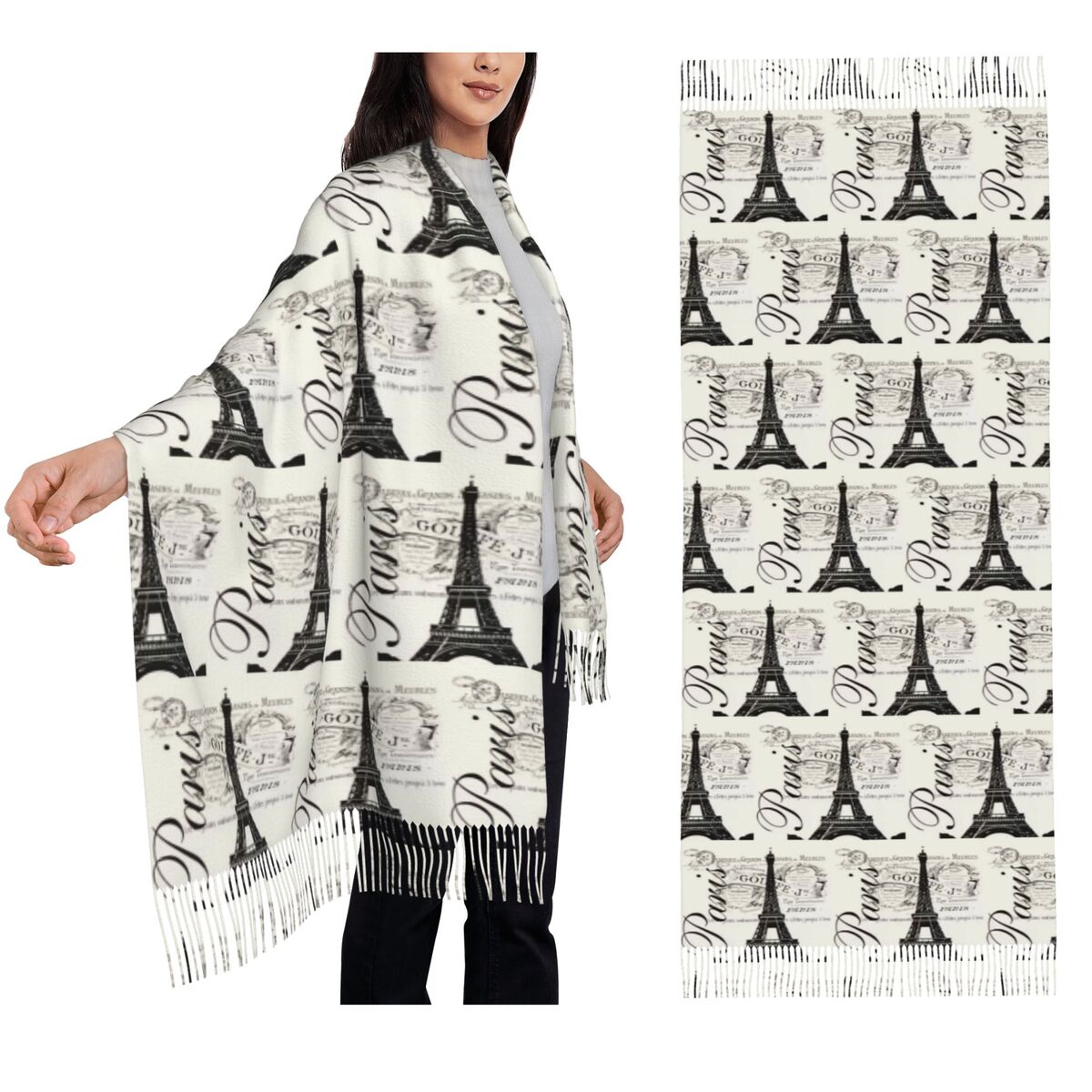 ผ้าพันคอวินเทจลายหอไอเฟล โรแมน - Vintage Fashion In Paris บทวิจารณ์และราคา