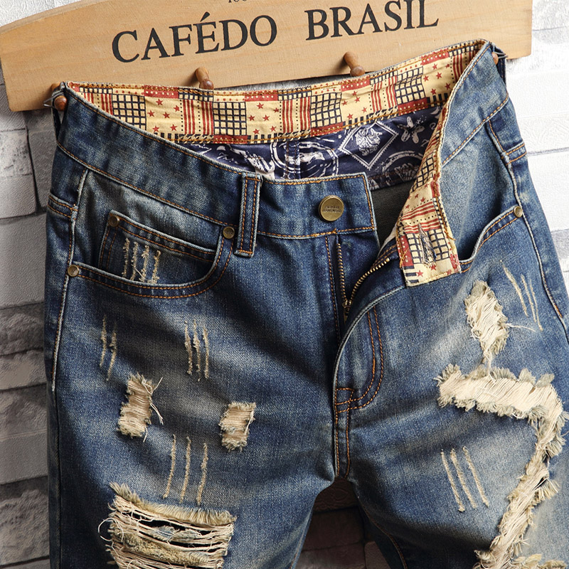 กางเกงยีนส์ขาสั้นสไตล์ฮิปฮอปขา - Vintage Fashion Jeans บทวิจารณ์และราคา