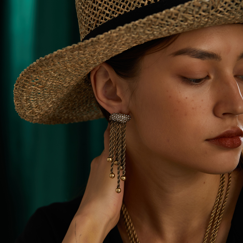 ต่างหูพู่เชือกสีทองวินเทจ เครื - Vintage Fashion Jewelry Brands บทวิจารณ์และราคา