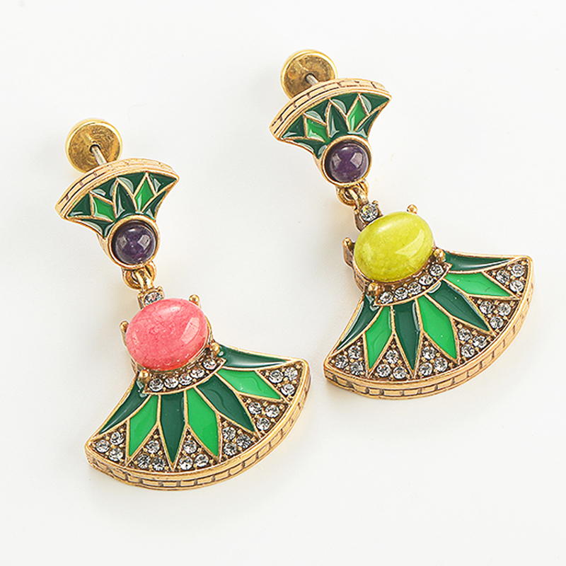 ต่างหูทรงหยดน้ำเคลือบสีเขียวสไ - Vintage Fashion Jewelry Brands บทวิจารณ์และราคา