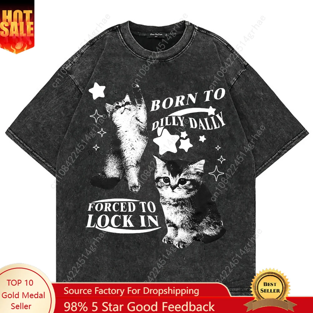 เสื้อยืดลายแมวตลกสไตล์วินเทจ Y - Vintage Fashion Y2K บทวิจารณ์และราคา