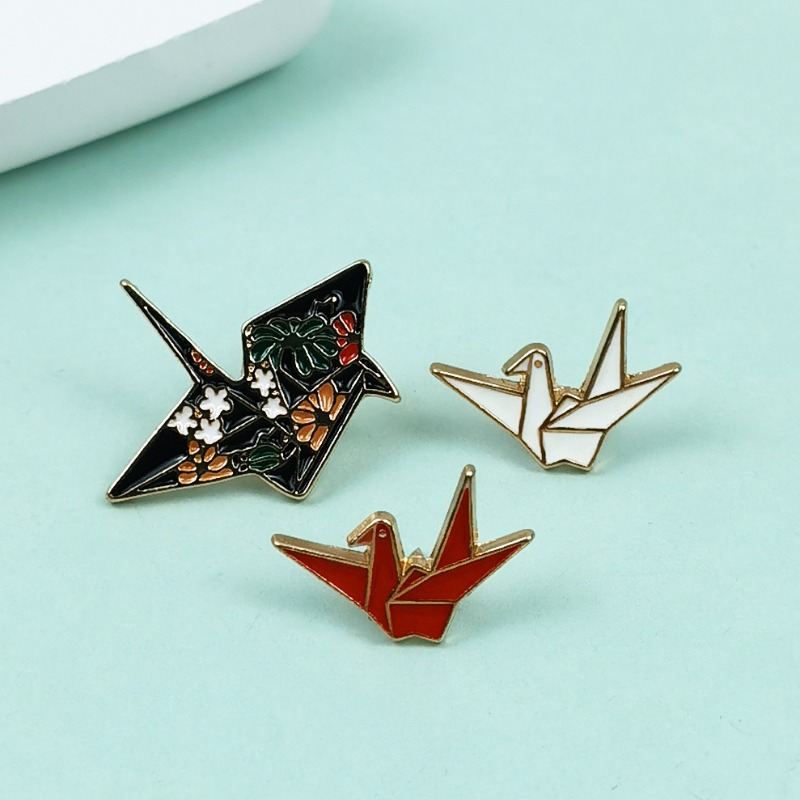 เข็มกลัดโลหะรูปนกกระเรียนโอริก - Vintage Fashion Meaning บทวิจารณ์และราคา
