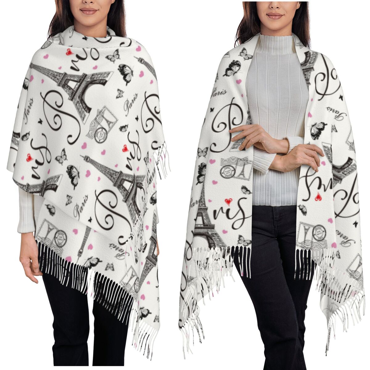 ผ้าพันคอวินเทจลายหอไอเฟล โรแมน - Vintage Fashion In Paris บทวิจารณ์และราคา