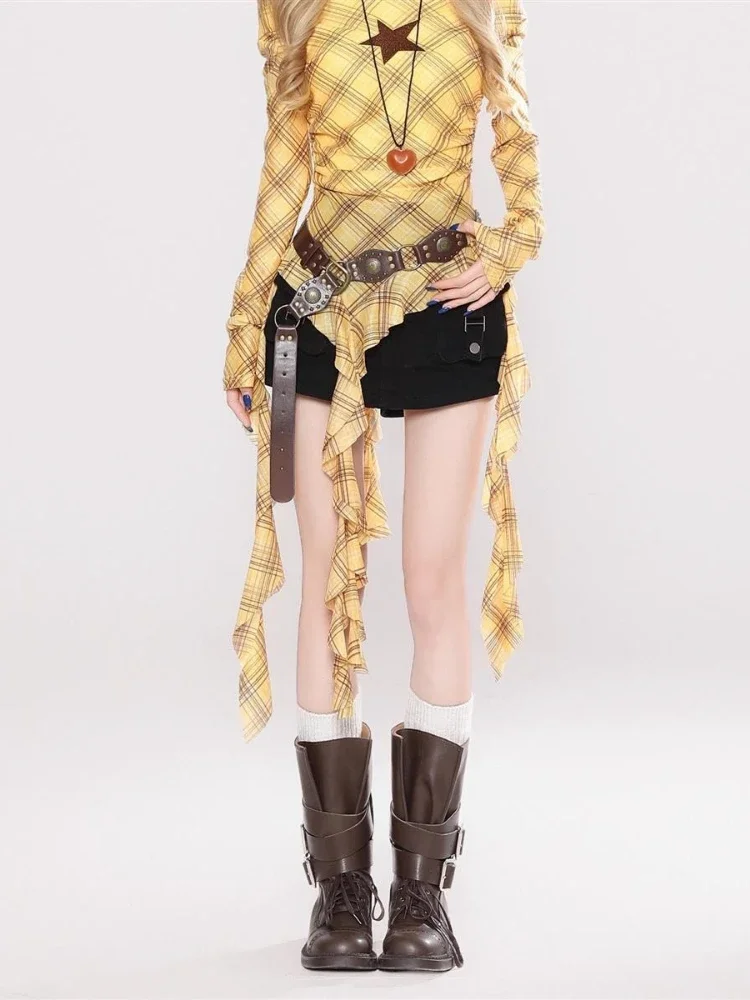 เสื้อยืดวินเทจลายสก๊อต Y2K สำห - Vintage Fashion Y2K บทวิจารณ์และราคา