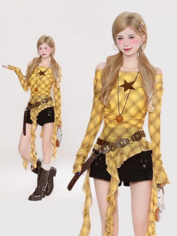 เสื้อยืดวินเทจลายสก๊อต Y2K สำห - Vintage Fashion Y2K บทวิจารณ์และราคา