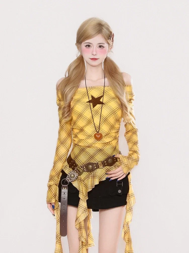 เสื้อยืดวินเทจลายสก๊อต Y2K สำห - Vintage Fashion Y2K บทวิจารณ์และราคา
