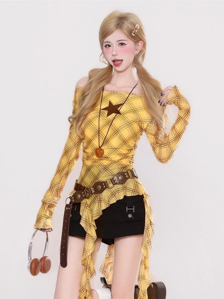 เสื้อยืดวินเทจลายสก๊อต Y2K สำห - Vintage Fashion Y2K บทวิจารณ์และราคา