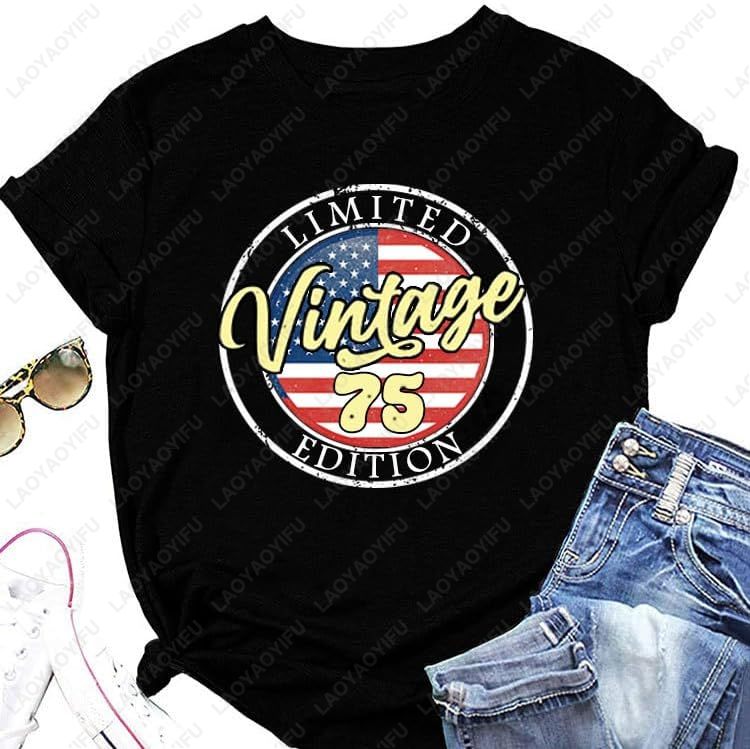 Vintage 1975 เสื้อยืดผู้หญิง 5 - Vintage Fashion Meaning บทวิจารณ์และราคา