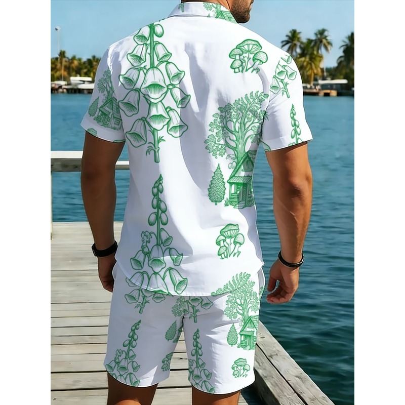 ชุดชายหาดสำหรับผู้ชาย ผ้าโพลีเ - Printed Floral Shirt บทวิจารณ์และราคา