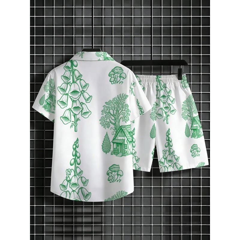 ชุดชายหาดสำหรับผู้ชาย ผ้าโพลีเ - Printed Floral Shirt บทวิจารณ์และราคา