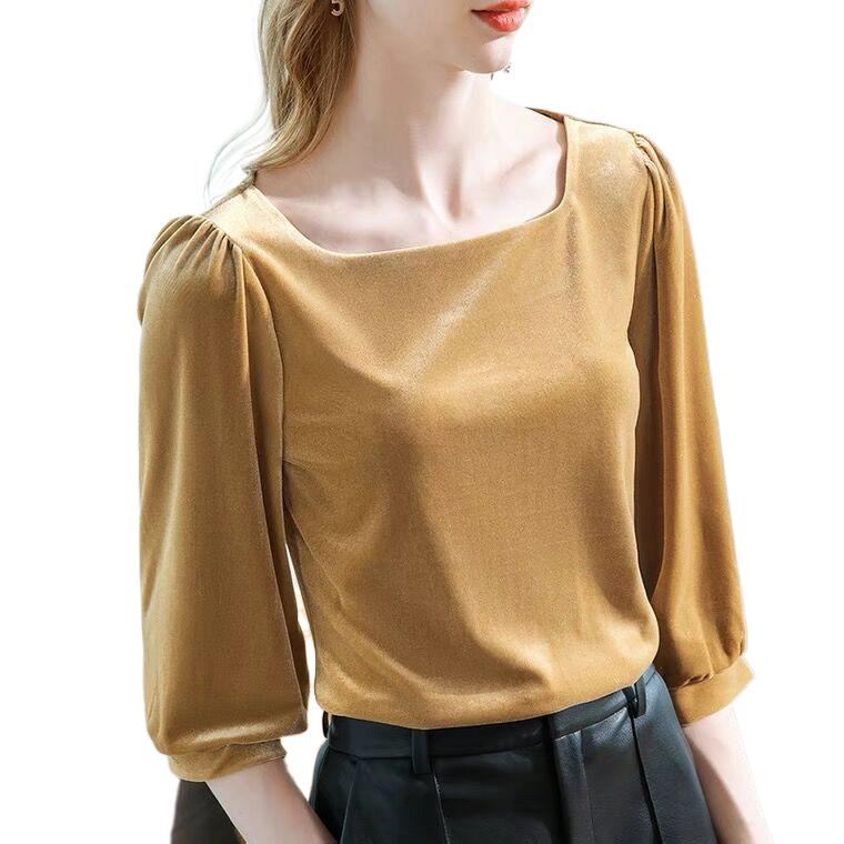 เสื้อเชิ้ตผ้ากำมะหยี่คอเหลี่ยม - Vintage Fashion Y2K บทวิจารณ์และราคา