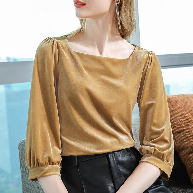 เสื้อเชิ้ตผ้ากำมะหยี่คอเหลี่ยม - Vintage Fashion Y2K บทวิจารณ์และราคา