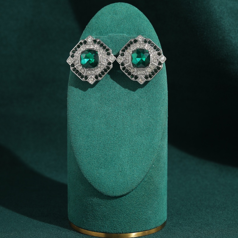 ต่างหูคริสตัลมรกตทรงสี่เหลี่ยม - Vintage Fashion Jewelry Brands บทวิจารณ์และราคา