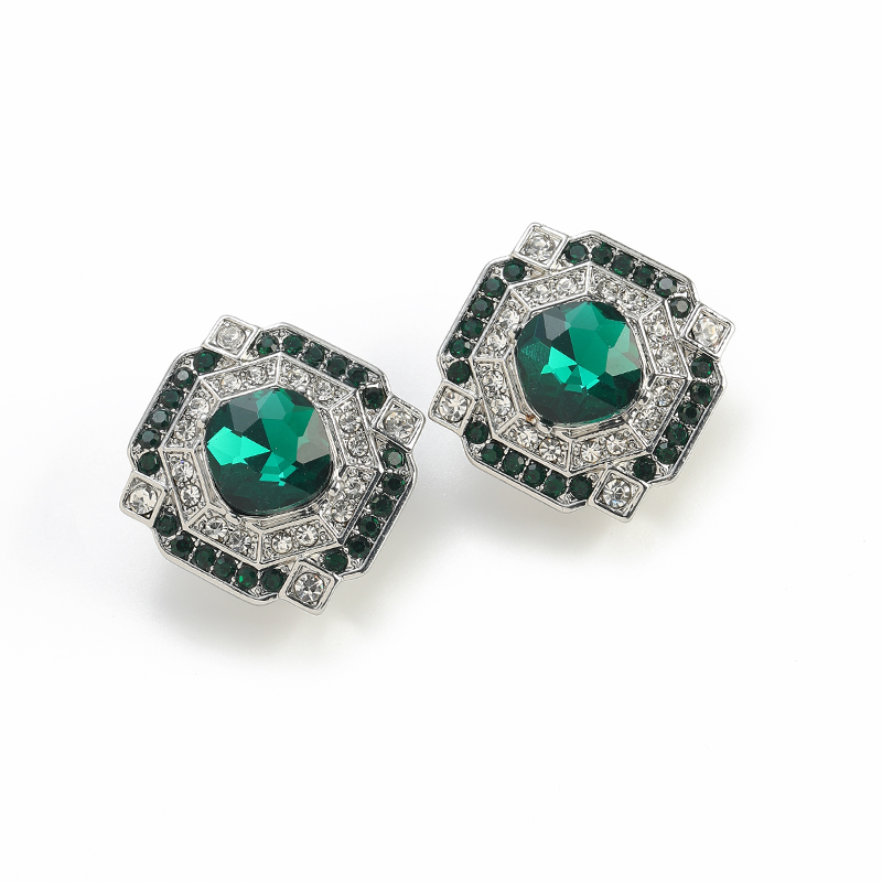 ต่างหูคริสตัลมรกตทรงสี่เหลี่ยม - Vintage Fashion Jewelry Brands บทวิจารณ์และราคา