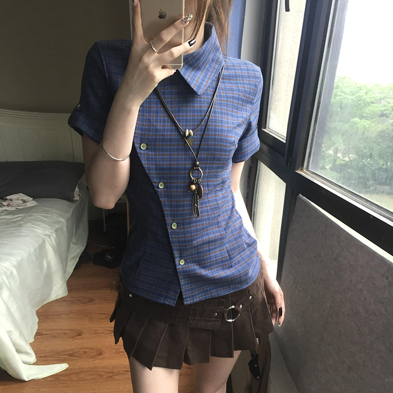 เสื้อเชิ้ตแขนสั้นทรงสลิมฟิตลาย - Vintage Fashion Tiktok บทวิจารณ์และราคา