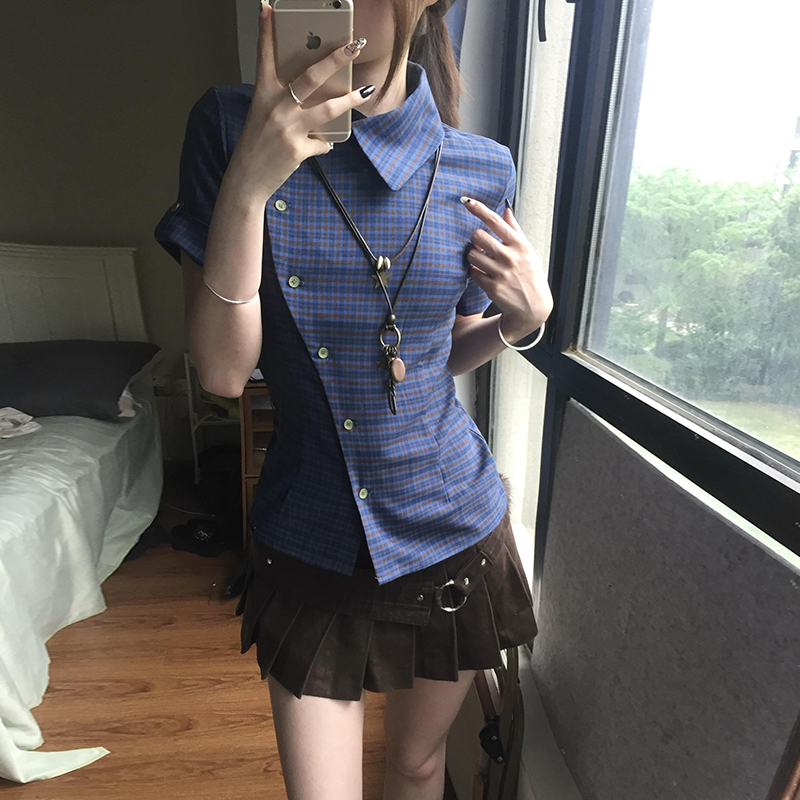 เสื้อเชิ้ตแขนสั้นทรงสลิมฟิตลาย - Vintage Fashion Tiktok บทวิจารณ์และราคา
