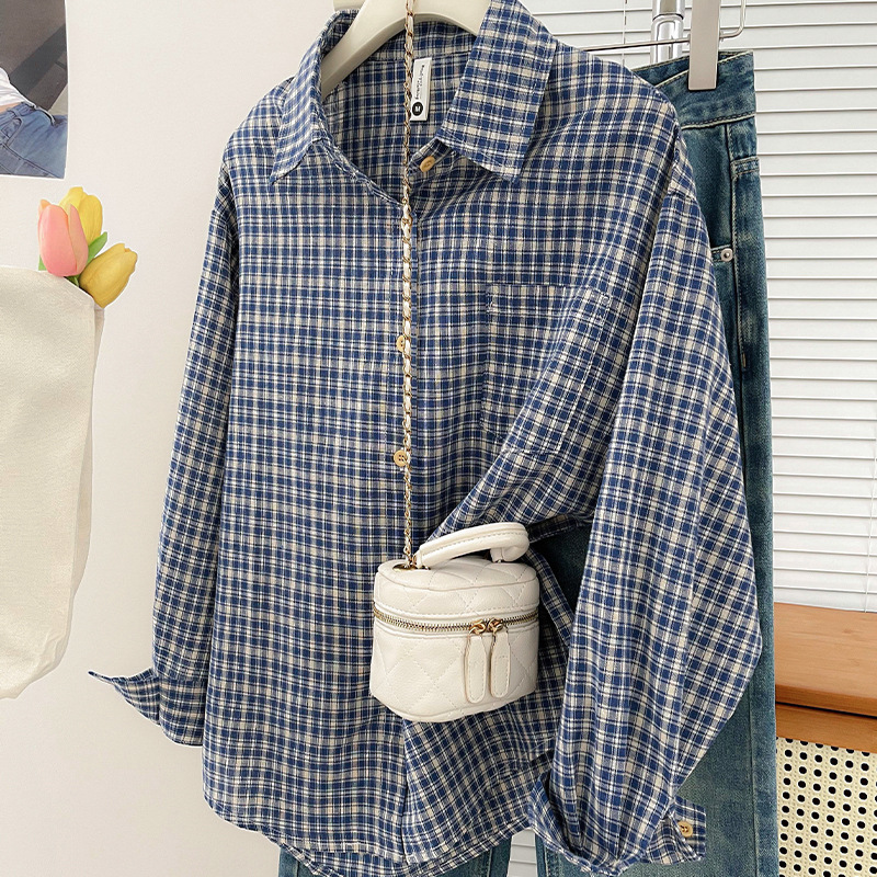 เสื้อเชิ้ตลายสก๊อตสไตล์เกาหลีส - Usa Vintage Fashion บทวิจารณ์และราคา