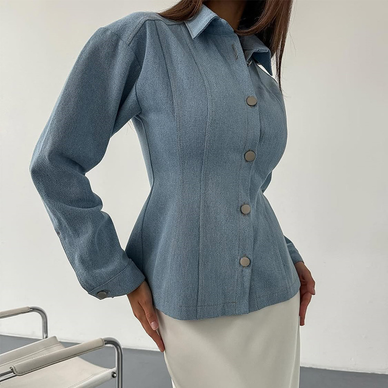 เสื้อเชิ้ตเดนิมทรงเข้ารูป KT V - Usa Vintage Fashion บทวิจารณ์และราคา