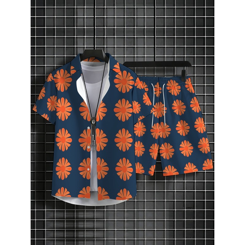 ชุดเสื้อเชิ้ตแขนสั้นและกางเกงข - Printed Floral Shirt บทวิจารณ์และราคา