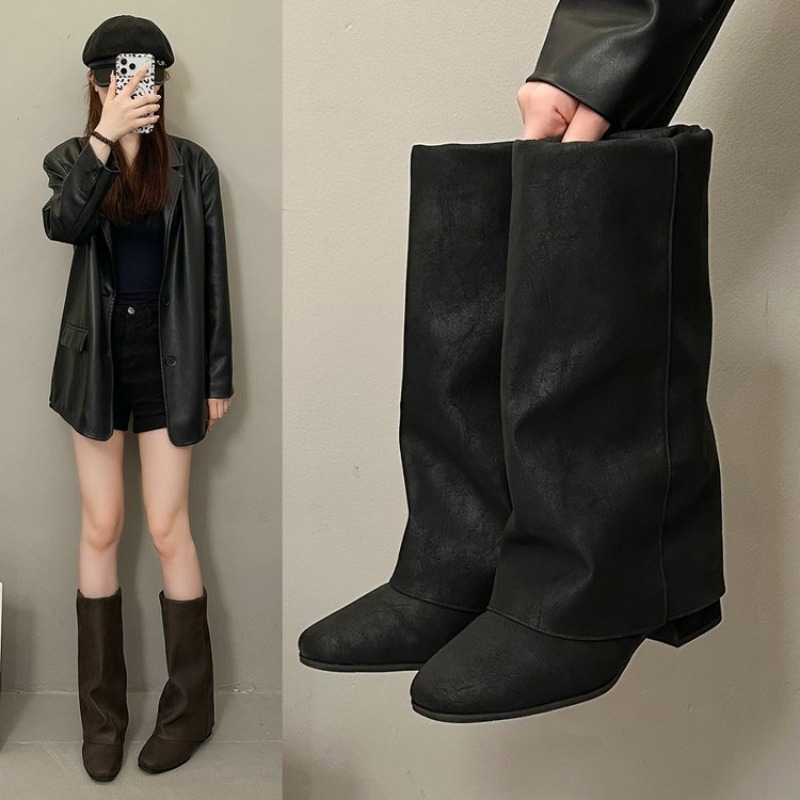รองเท้าบูทแฟชั่นวินเทจหัวเหลี่ - Vintage And Modern Fashion บทวิจารณ์และราคา