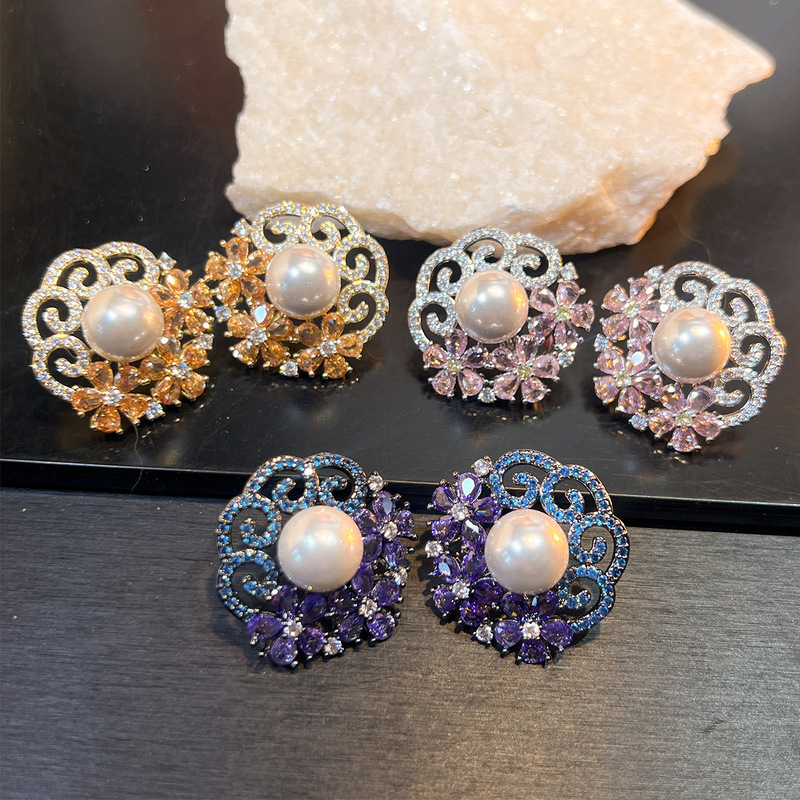 ต่างหูแบบวินเทจลายดอกไม้โปร่ง  - Vintage Fashion Center บทวิจารณ์และราคา