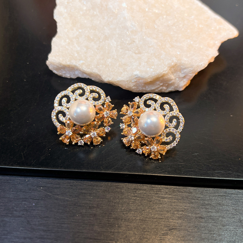 ต่างหูแบบวินเทจลายดอกไม้โปร่ง  - Vintage Fashion Center บทวิจารณ์และราคา