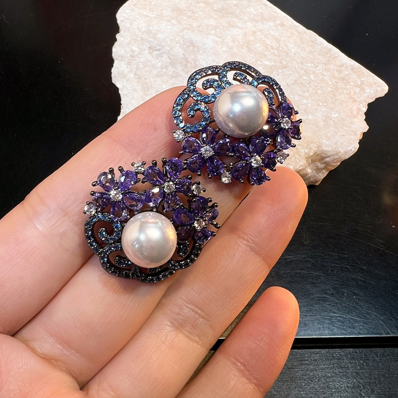ต่างหูแบบวินเทจลายดอกไม้โปร่ง  - Vintage Fashion Center บทวิจารณ์และราคา