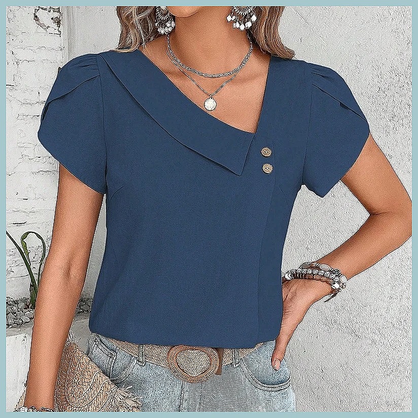 เสื้อเบลาส์สีพื้นสไตล์วินเทจสำ - Usa Vintage Fashion บทวิจารณ์และราคา