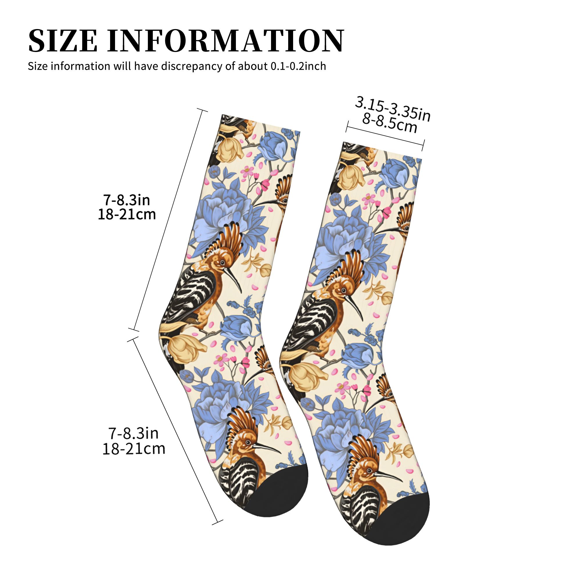 Hoopoe Bird Blue Peony ถุงเท้า - Vintage Fashion Dresses บทวิจารณ์และราคา