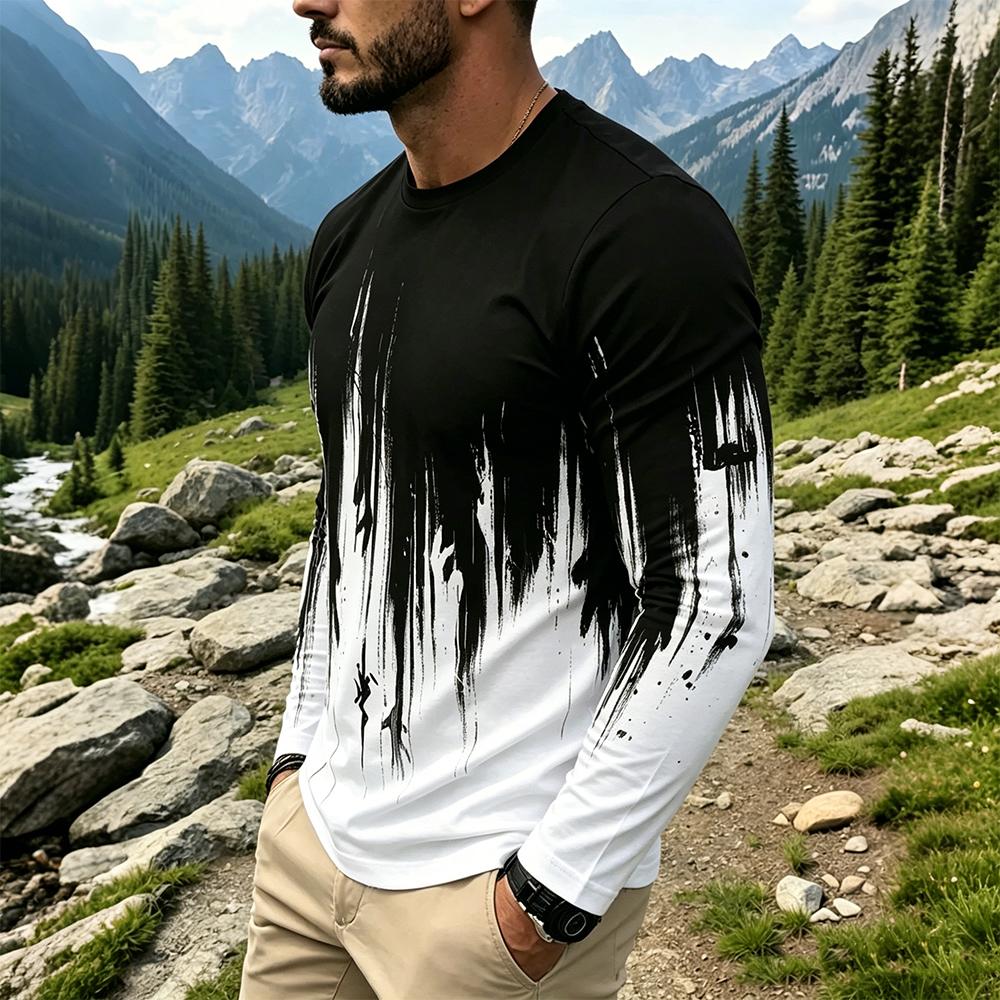 เสื้อยืดแขนยาวผู้ชายลายไล่เฉดส - Usa Vintage Fashion บทวิจารณ์และราคา